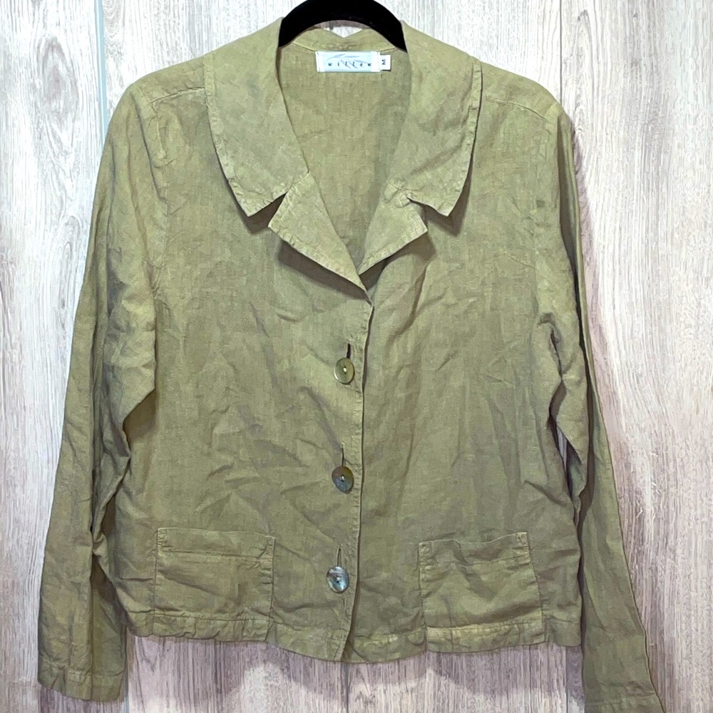 Willow Women's Khaki Linen Two Pocket Jacket Sz M